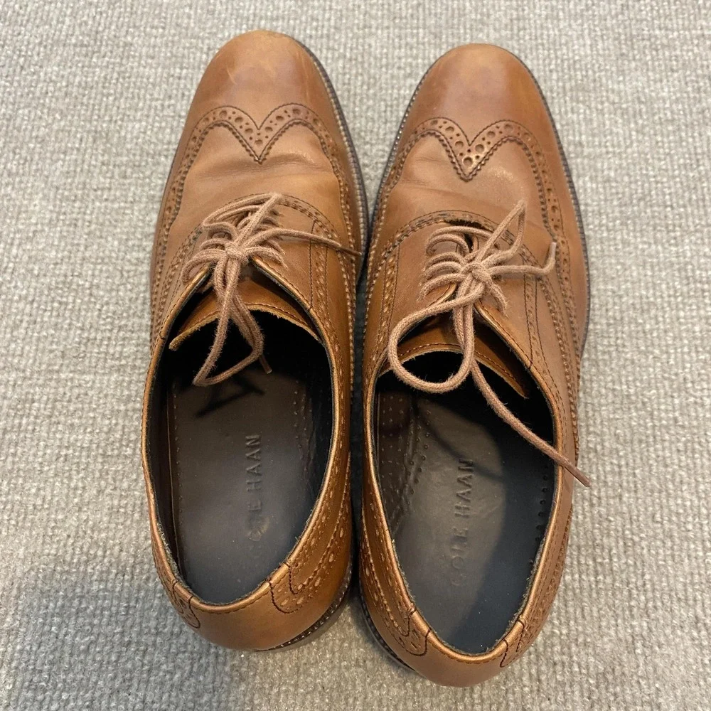 Cole Haan Shoes Mens Size 8 M Brown Leather Wingtip Brogue Dress Oxfords C12210